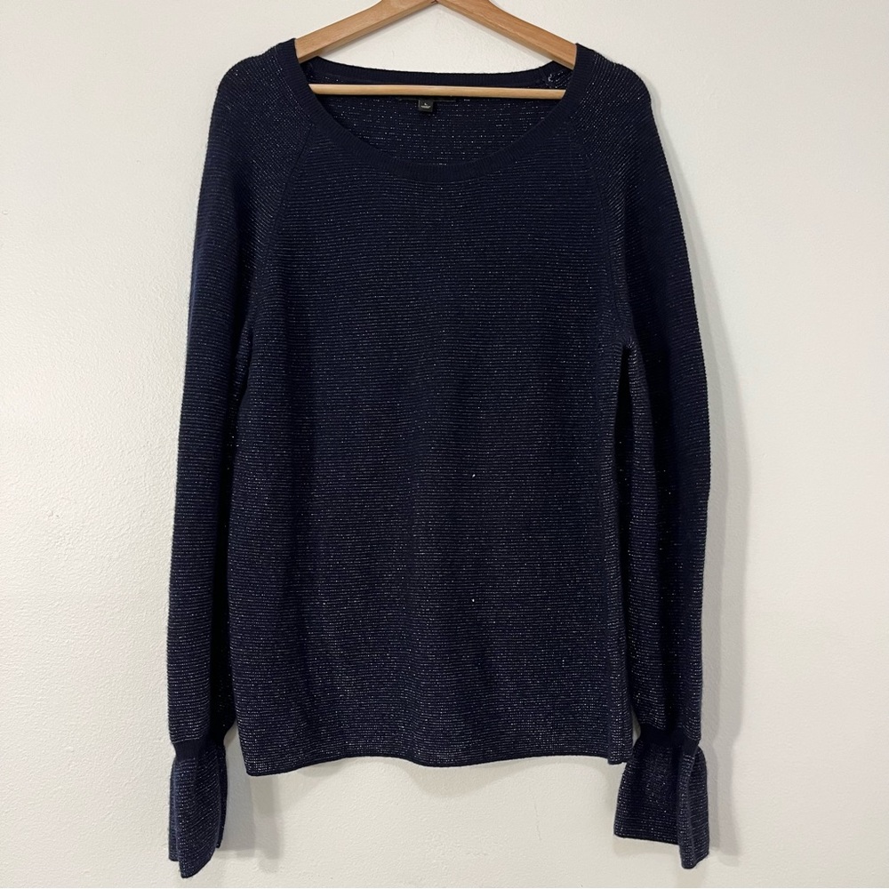 Banana Republic Wool Cashmere Blend Metallic Thread Bell Sleeve Sweater Size L